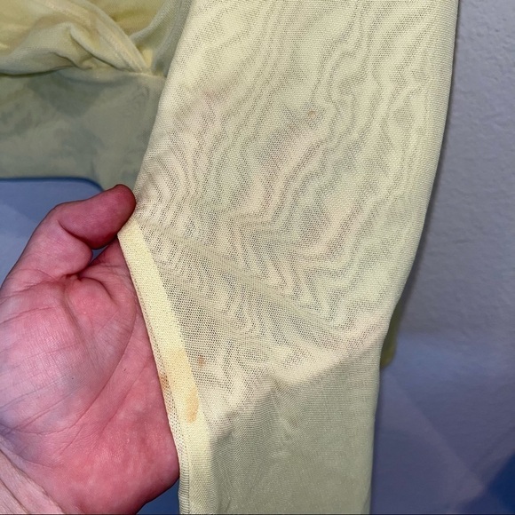 Free People lime green yellow mesh cross front tie back neck shirt size x small - Picture 4 of 7